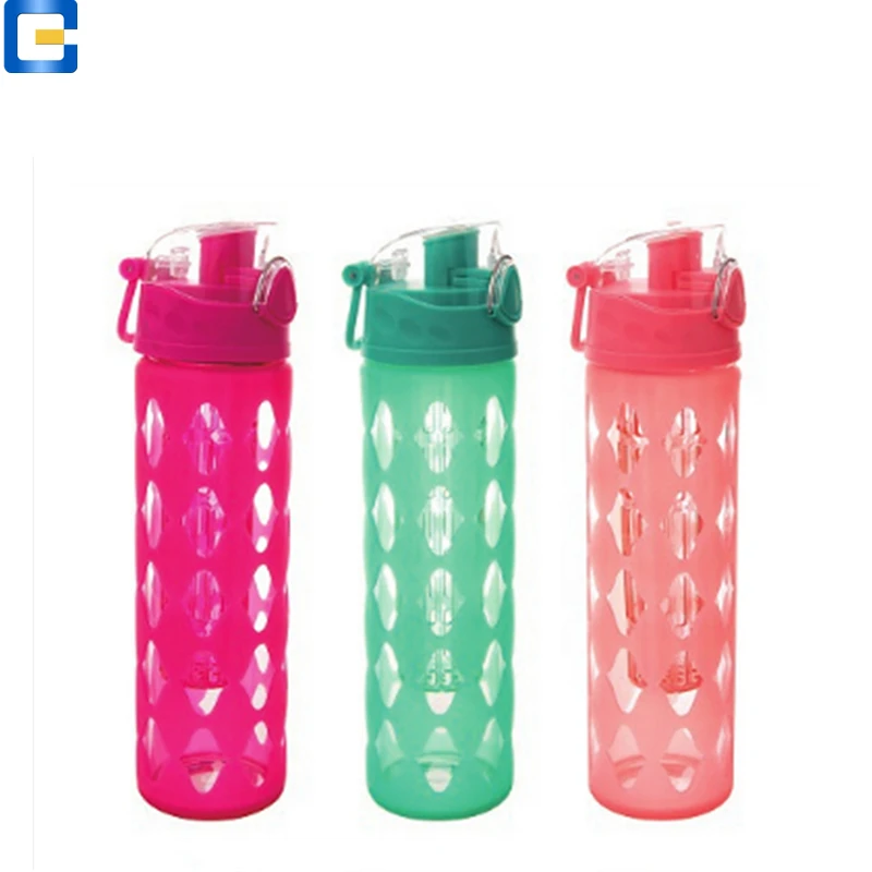 Многоразовая бутылка для воды из боросиликатного стекла с инфузером для фруктов, 500 мл, с силиконовым рукавом