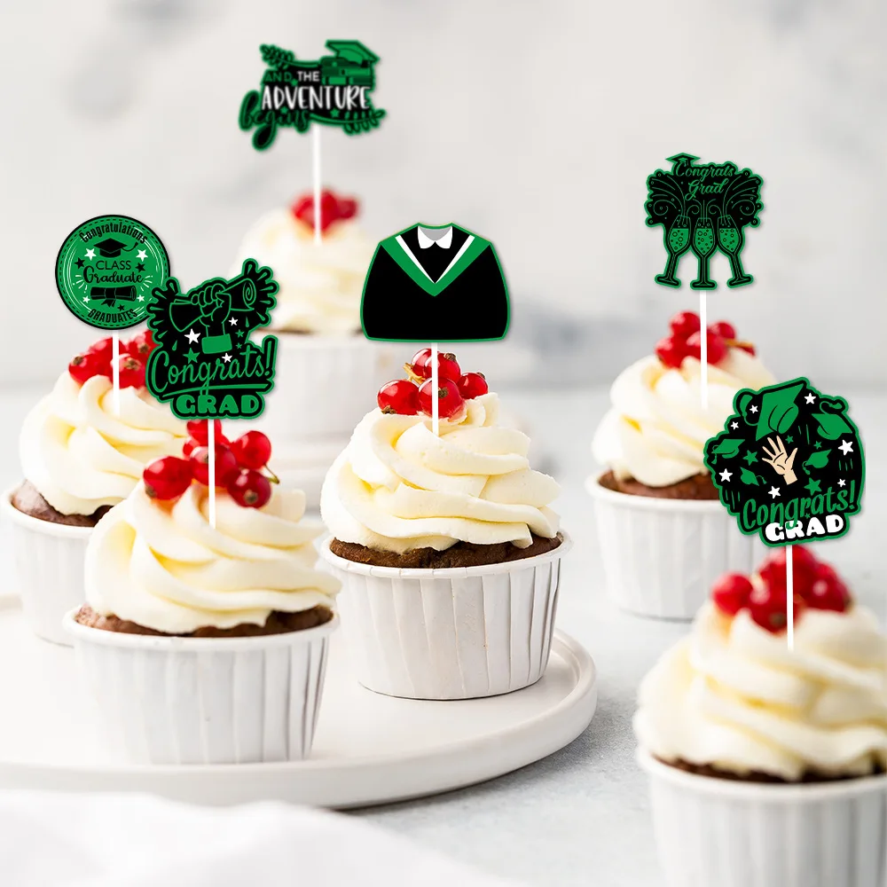 Graduation Season New 2024 Graduation Ceremony Baking Cake Plugin Party Paper Cupcake Topper Decoration
