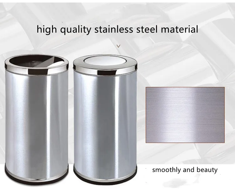 Wholesale big volume 80L waste bins 210 stainless steel trash can for office home hotel kitchen commericail garbage bins