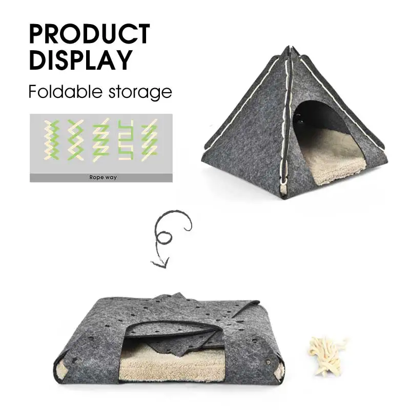 Foldable Wooden Premium Quality Plush Dog Pet Tent Bed Custom Logo Dog Cat Tent Beds