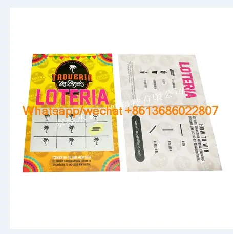 Custom design 250g art paper security scratch off lottery card with variety prizes