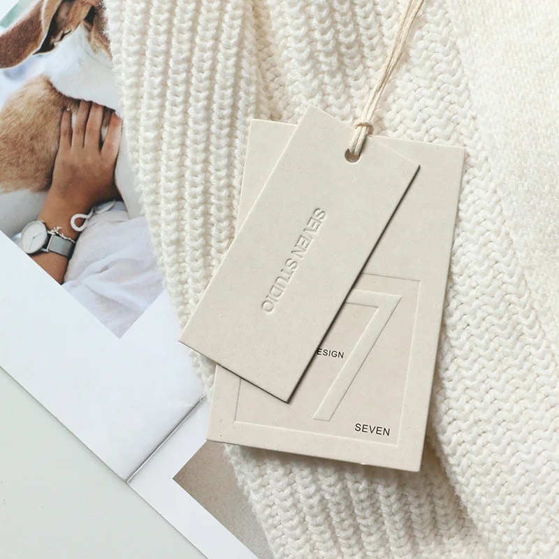 Custom Own Brand Logo Eco Friendly Swing Hangtags Tags And Labels Pricetag Custom Logo Fashion Design Clothing Hang Tag