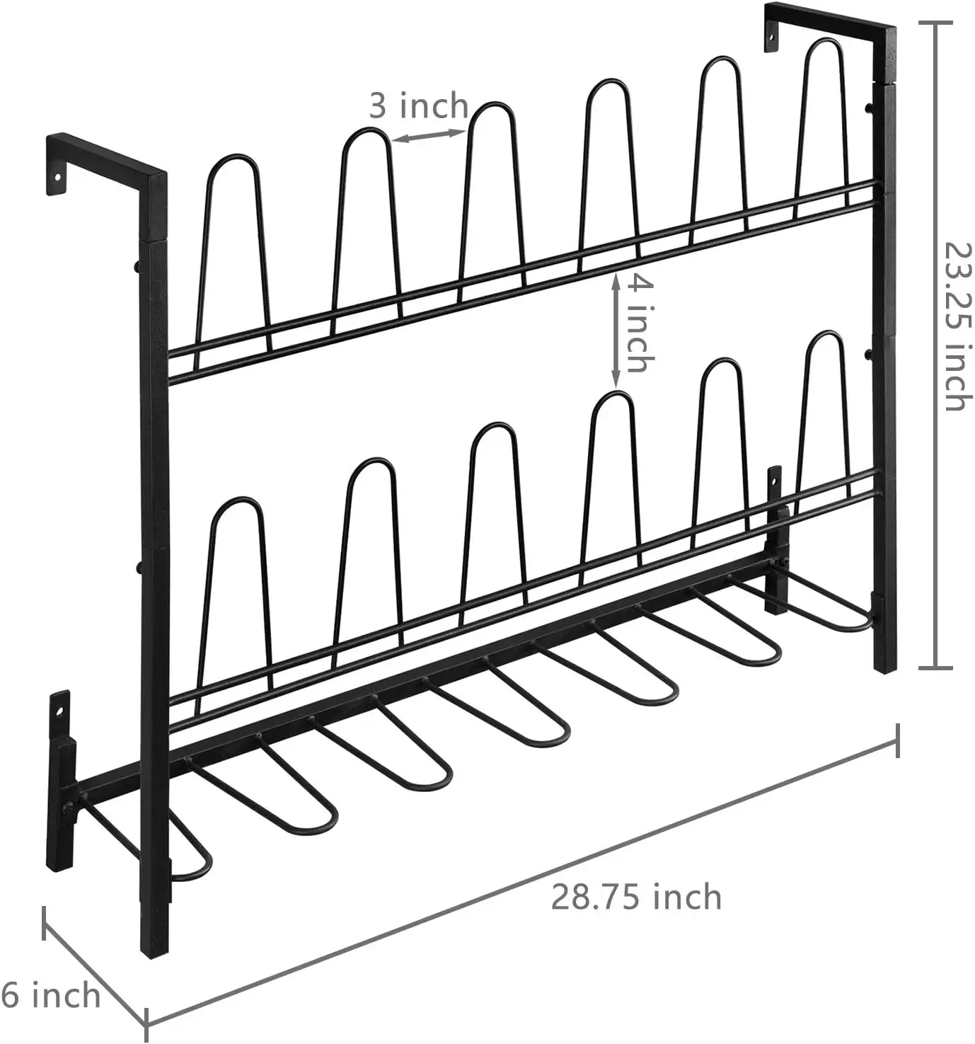 Wholesale New Design Black Metal Hanging Wall Mounted Shoe Rack Space Saving Boot and Shoe Rack Organizer Holds 9 Pairs