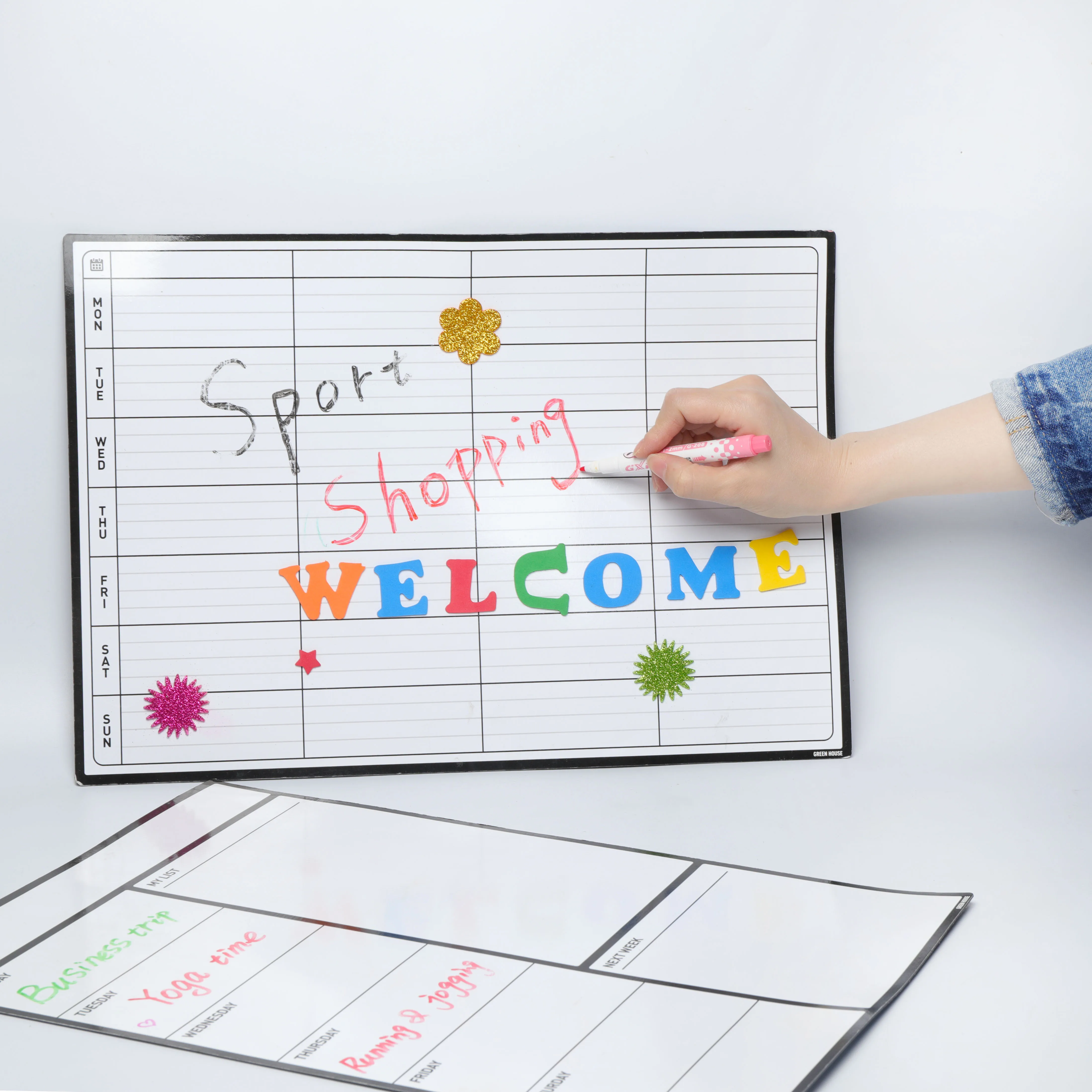 PET PVC yearly monthly weekly acrylic fridge calendar magnetic dry erase calendar for fridge