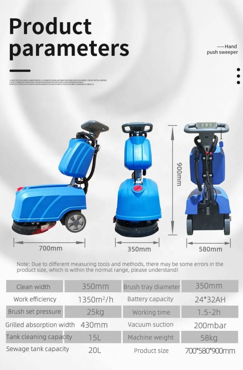 Mini Portable Small Manual Compact Automatic Walk Behind Floor Scrubber Drier Washing Machine For Office Warehouse Store
