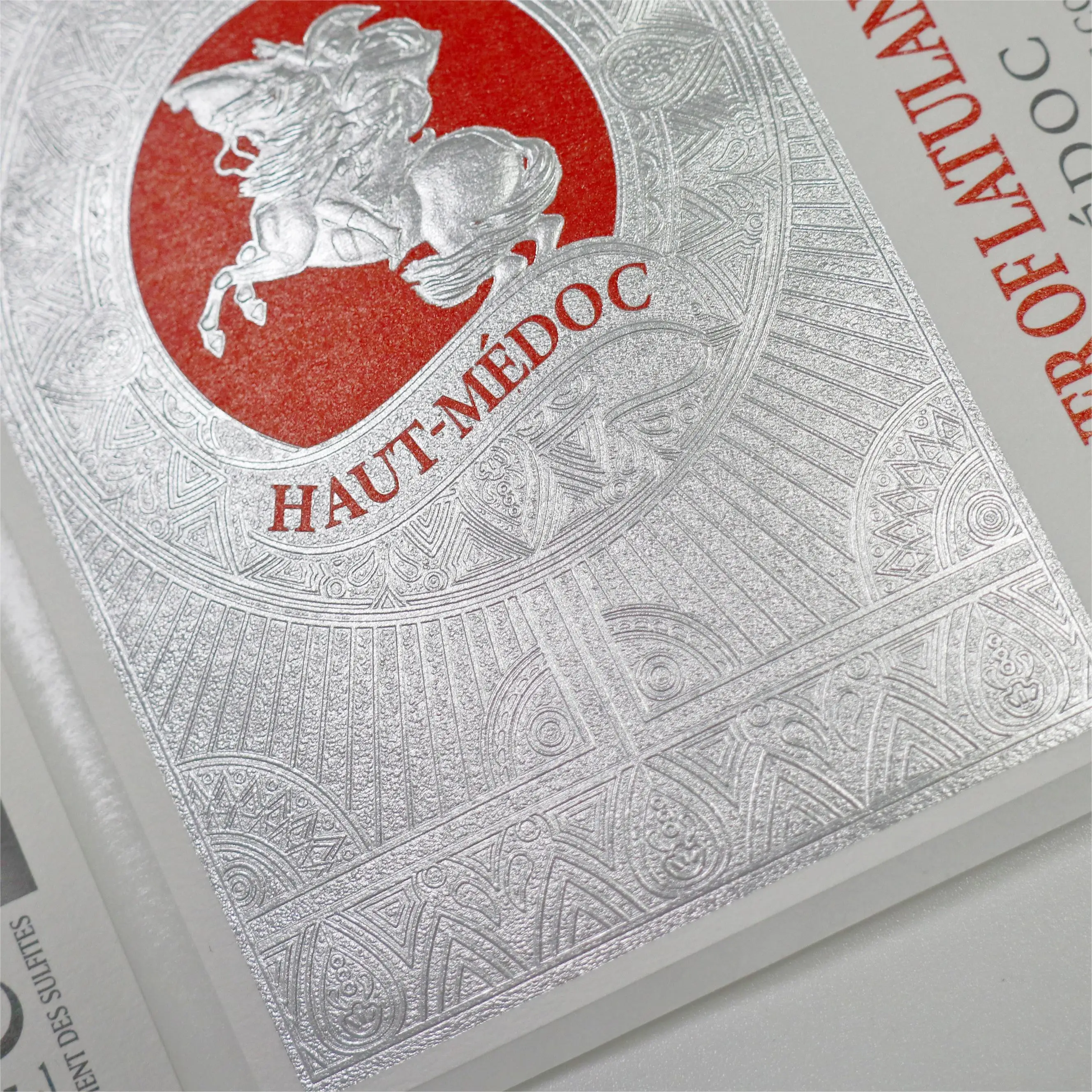 custom private texture paper wine label Low MOQ  high quality silver glossy adhesive wine label