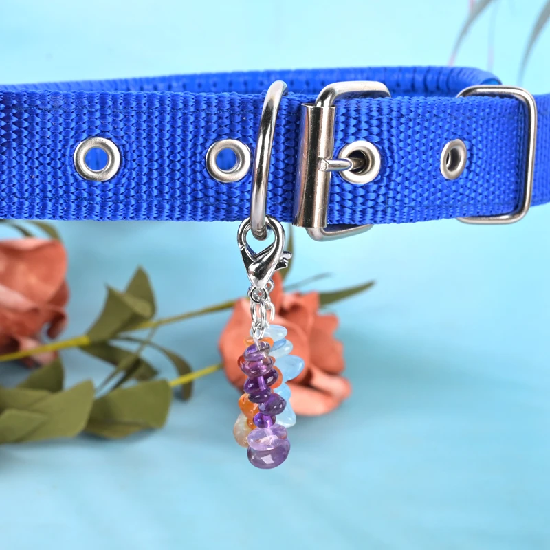 Wholesale high quality natural Crystal bead keychain dog accessories crystal charms for pet choker