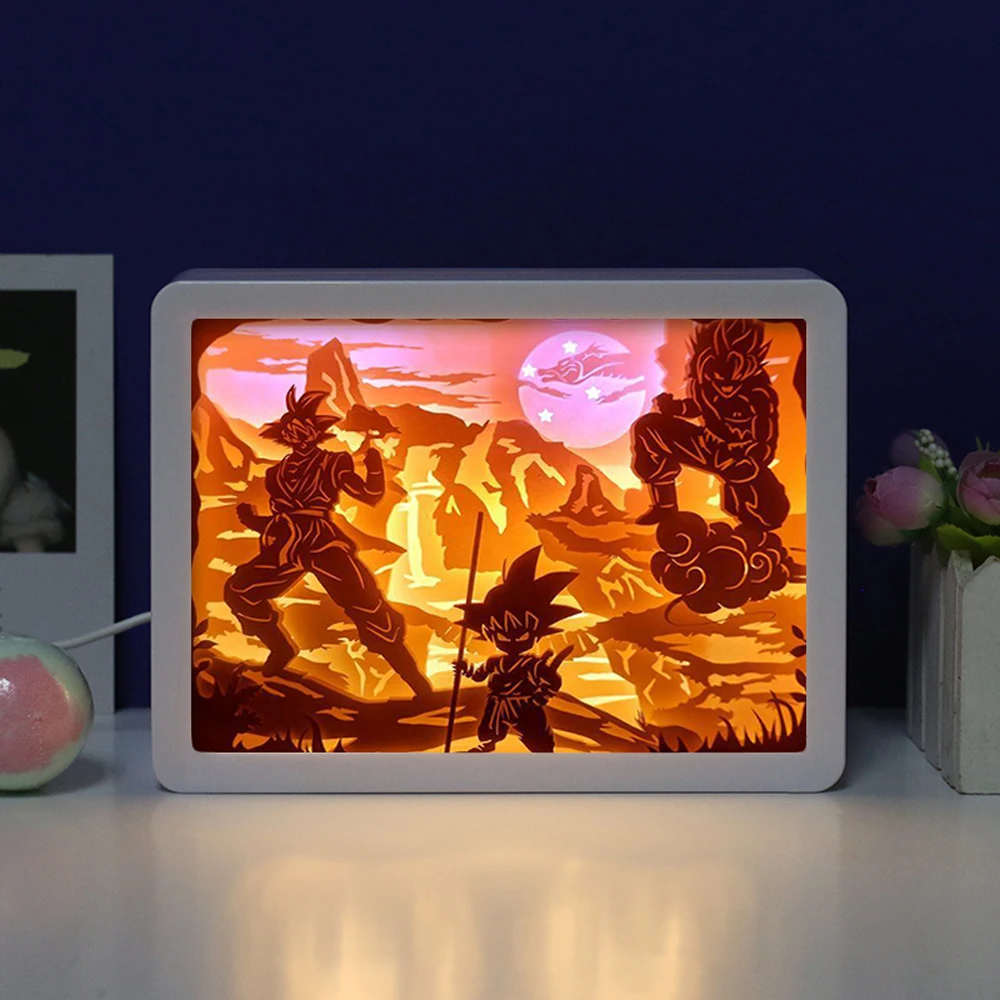 Custom Photo Frames Picture Comics Dragon Balls Z Goku Figure Anime Kids Room Lights 3D Light Lamp For Boys Gifts