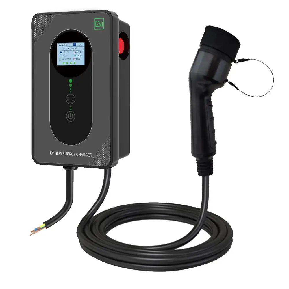 AC Type2 Five levels of current adjustable charger wallbox 32A 7KW swipe card start car charging pile ZR-EUO06
