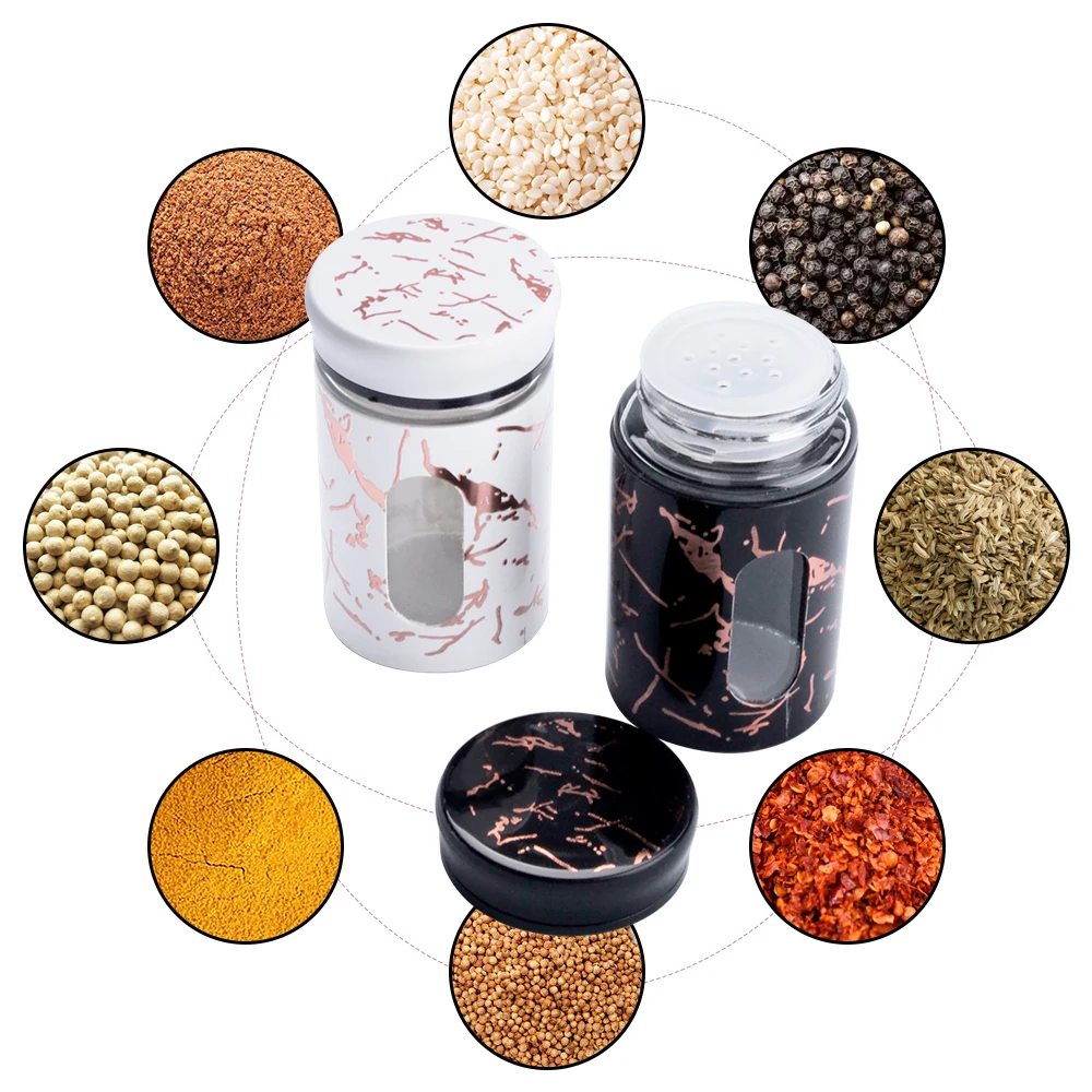 75ml Round Glass Seasoning Bottle with Plastic Cover Glass Spice Jar with Clear Window Empty Salt Bottle