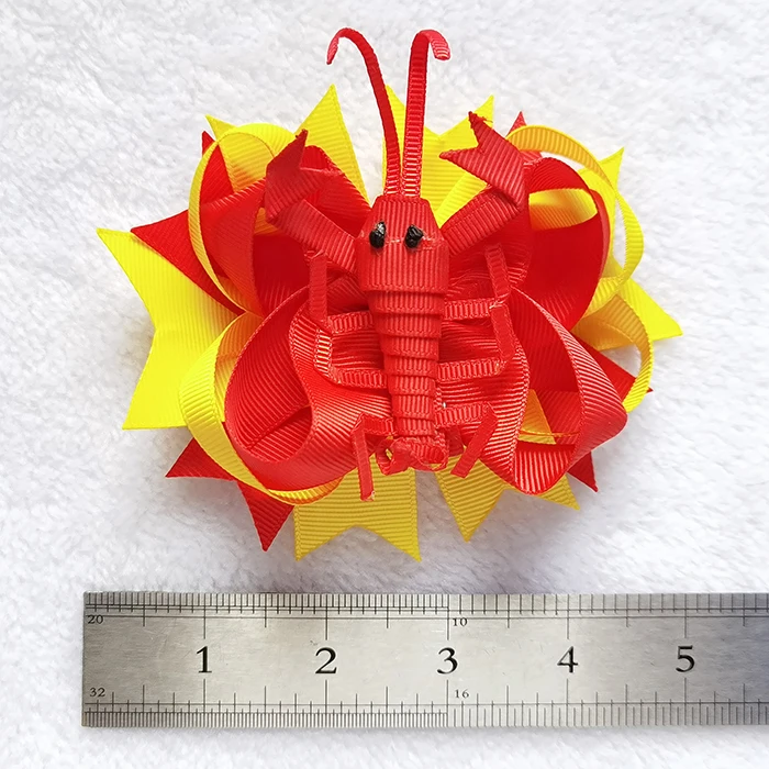 Children Green Ribbon Tractors Bow Hair Clip 4.5 Inch Grosgrain Ribbon Bow Handmade Bow For Hair Accessory