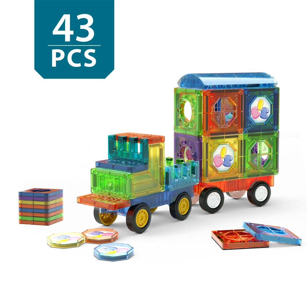 Hot selling 72 pcs and 143 pcs magic magnetic blocks for Diy toy magnetic 3d blocks with vehicle certificate