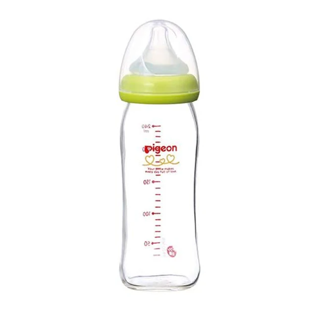 PIGEON breast milk heat-resistant glass baby milk feeding bottle 240 ml