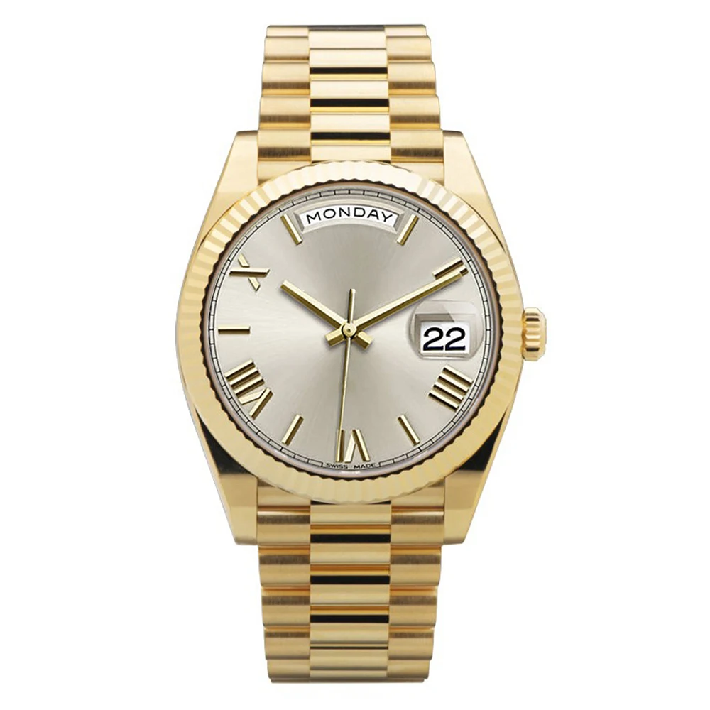 luxury watches men Yellow Gold watch President Date 40mm Champagne Roman Marker Dial Sapphire Crystal 3255 automatic AAA watch