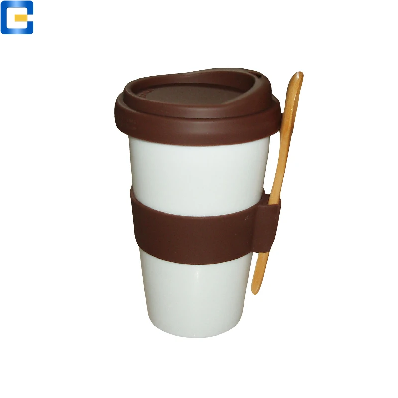 Керамическая чашка кофе/кружка, белая обычная керамическая кружка с крышкой и силиконовым рукавом