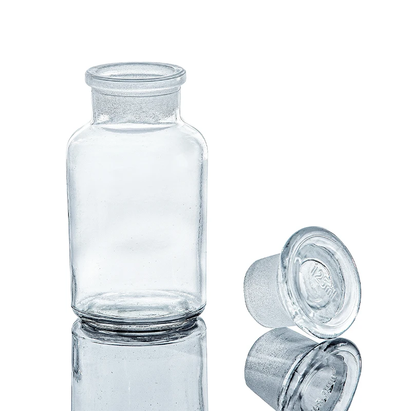 Лабораторная широкая узкая Аптечная аптека, Упаковочная бутылка, прозрачная коричневая стеклянная банка для реагента