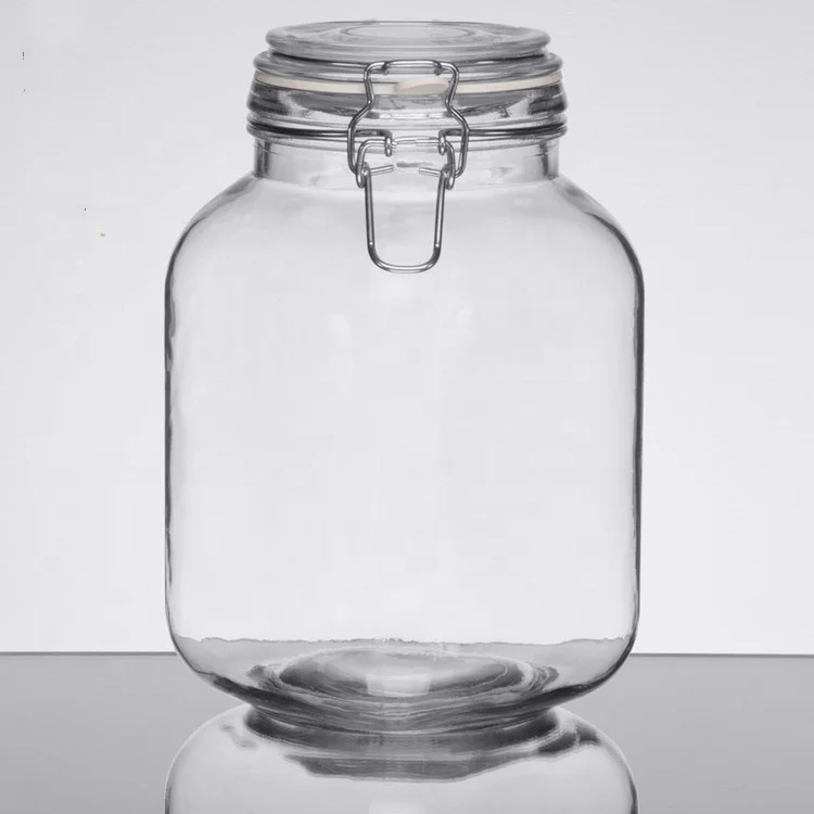 Factory Price 2L 3L Wide Mouth Large Clip Food Glass Storage Jar Bottle with Air Tight Flip Top Lid