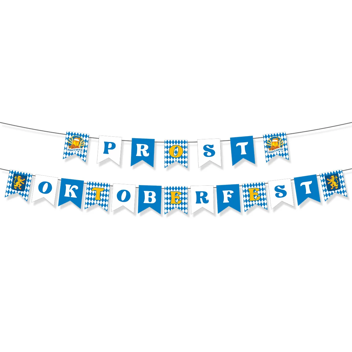 Oktoberfest Party Decoration Pull Flag Munich Glass Sausage Twist Styling