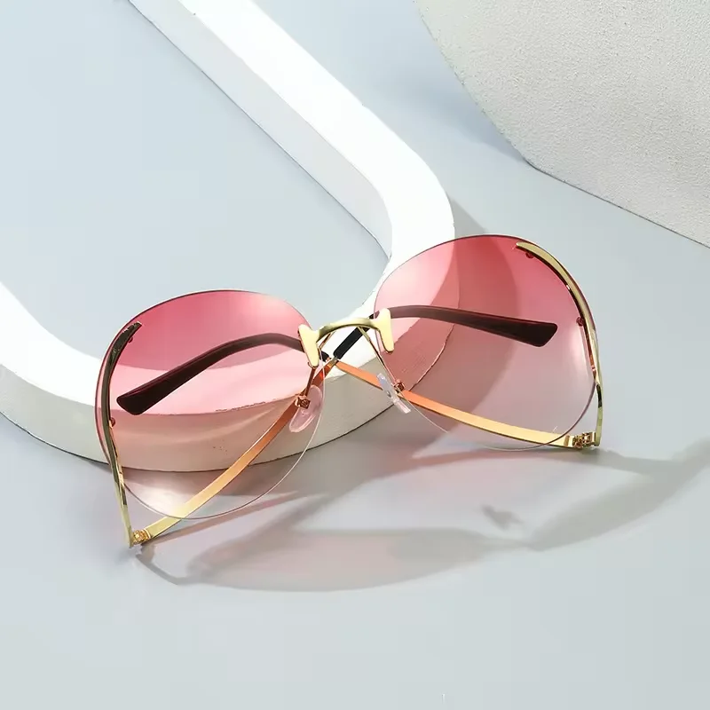 The Latest Irregular Design Sun Glasses Multi-colored Metal Rimless Luxury Women Sunglasses Fashion