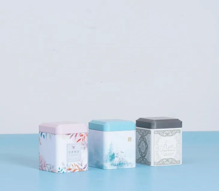 OEM Loose Tea Tin Green Food  Grade Square Tea Tin Packaging