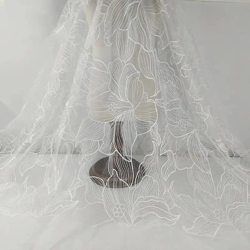 3367 High Selling White Bridal Embroidery Beaded Lace Fabric African Sequin Tulle Lace Fabric for Women Clothing