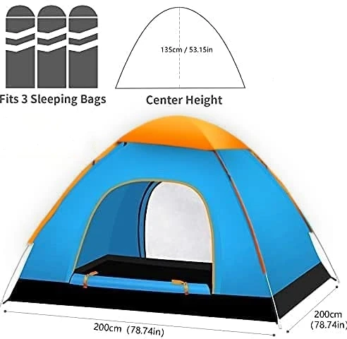 Outdoor Single & Double Layer Camping Tent Waterproof Polyester Beach Shade for Hiking-4 Person Capacity for Summer