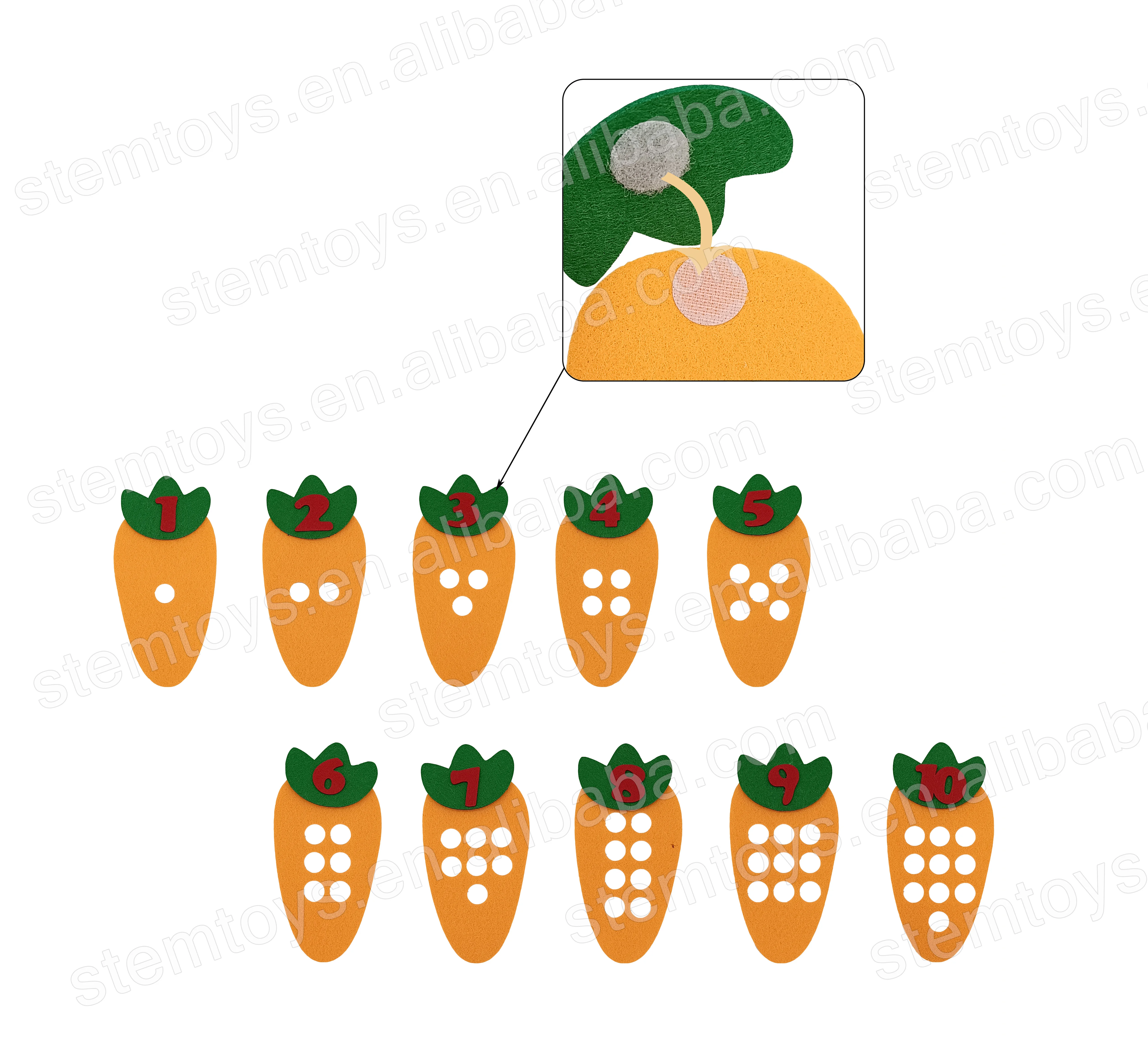 Montessori DIY puzzle preschool easy math learning carrots children felt craft non-woven fabric stem educational toys for kids