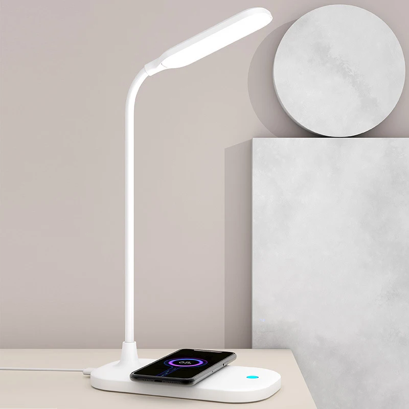 Factory new intelligent LED desk lamp with pen holder 10W wireless fast charging color-adjustable eye protection led table lamp