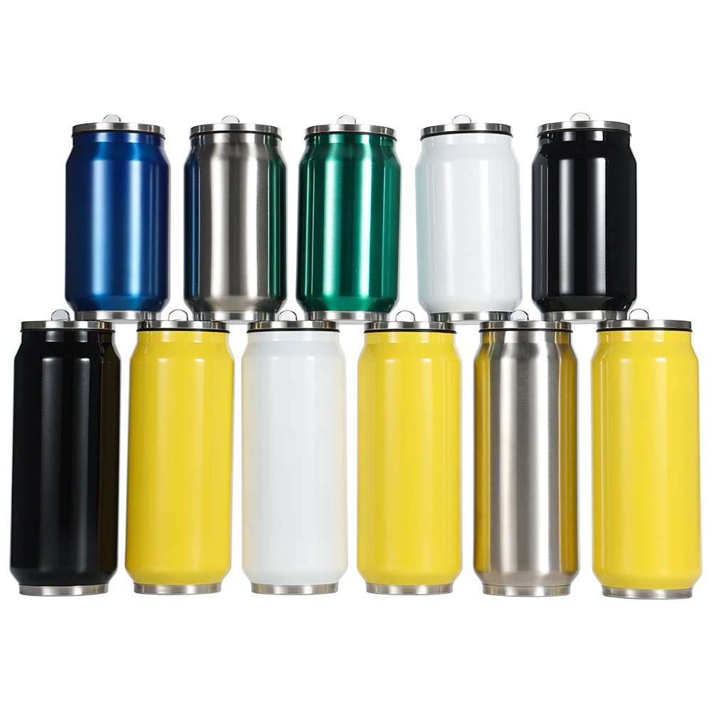 Promotional gift use 12 oz 17 oz double wall cola thermos stainless steel cola Can with Straw