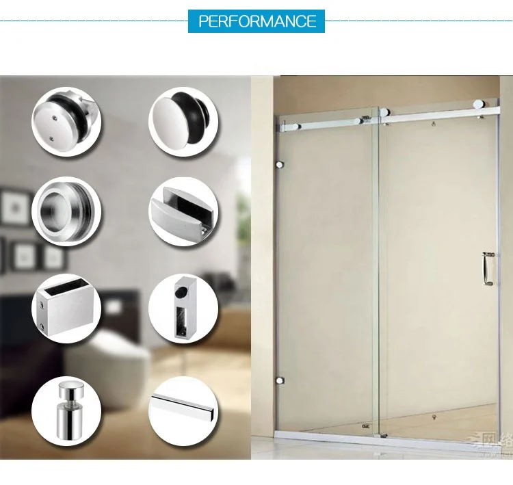 Frameless adjustable sliding shower glass door hardware patch fittings commercial bathroom glass partition hardware