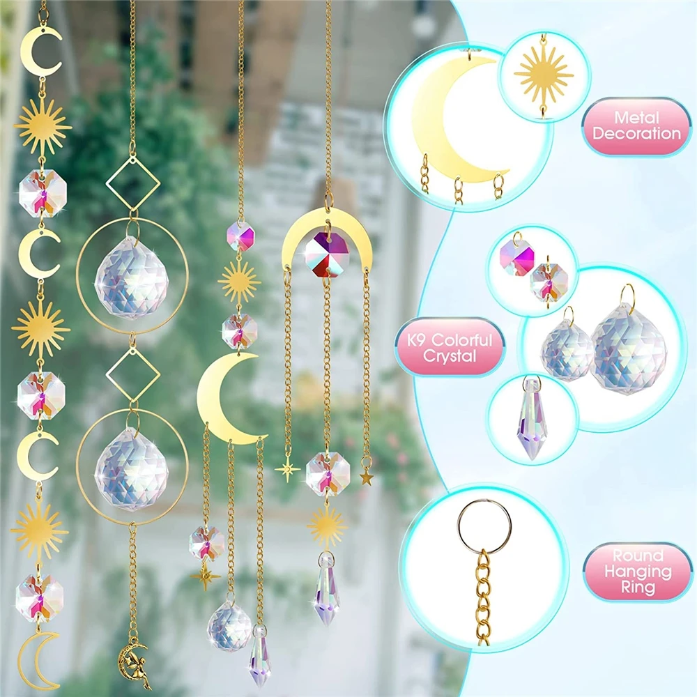 miknow diy hanging art prism windows crystal sun catchers
