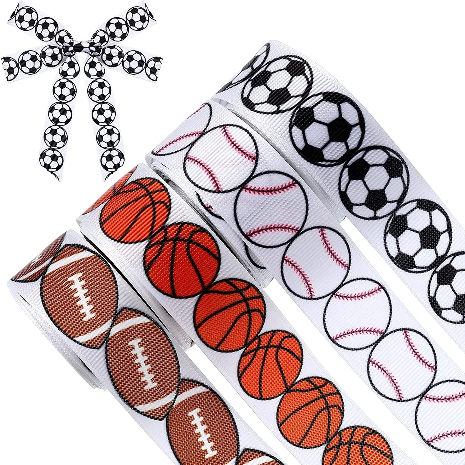 OKAY Wholesale Baseball Basketball Football Team Sports Heat Transfer Grosgrain Ribbon For Hair Bow Wreath Lanyard Gift Wrapping
