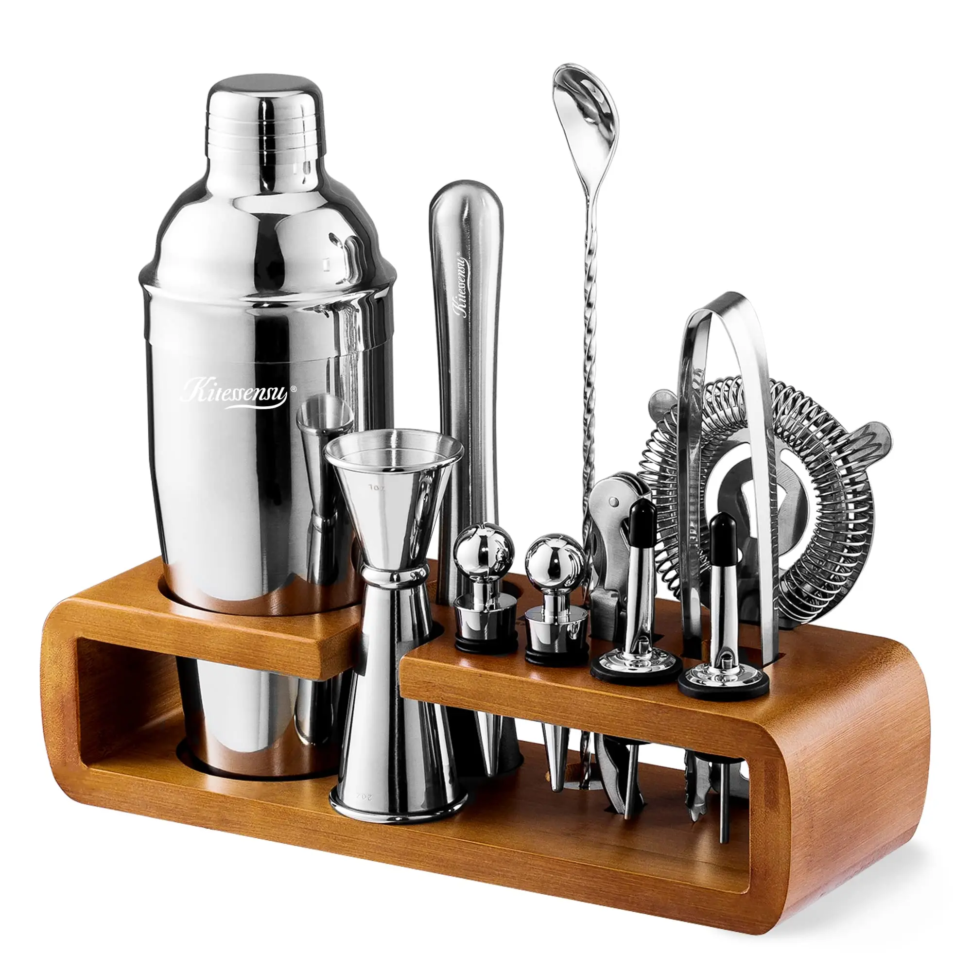 Bar Tools Kit with Stand Complete 13-Piece Cocktail Shaker Set Bar Set Bartender Accessories cocktail Mixer Bar Tools