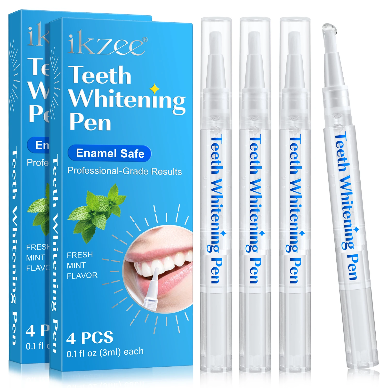 IKZEE carbamide peroxide 0.05% mint 4pcs dazzling white instant teeth whitening pen kit teeth whitening gel pen