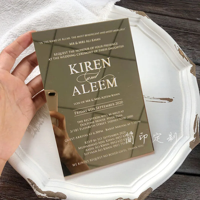 Custom Your Own Personal Birthday Wedding Dance Concert Party Business Graduation Acrylic Mirror Wedding Invitation Card