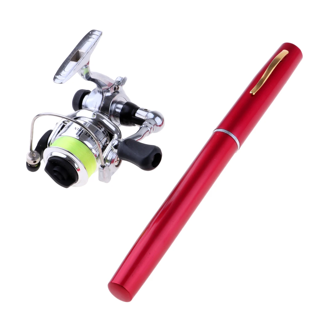 Mini Fishing Spinning models Pen Kit Rod travel Reel Combos Wheel Tool 