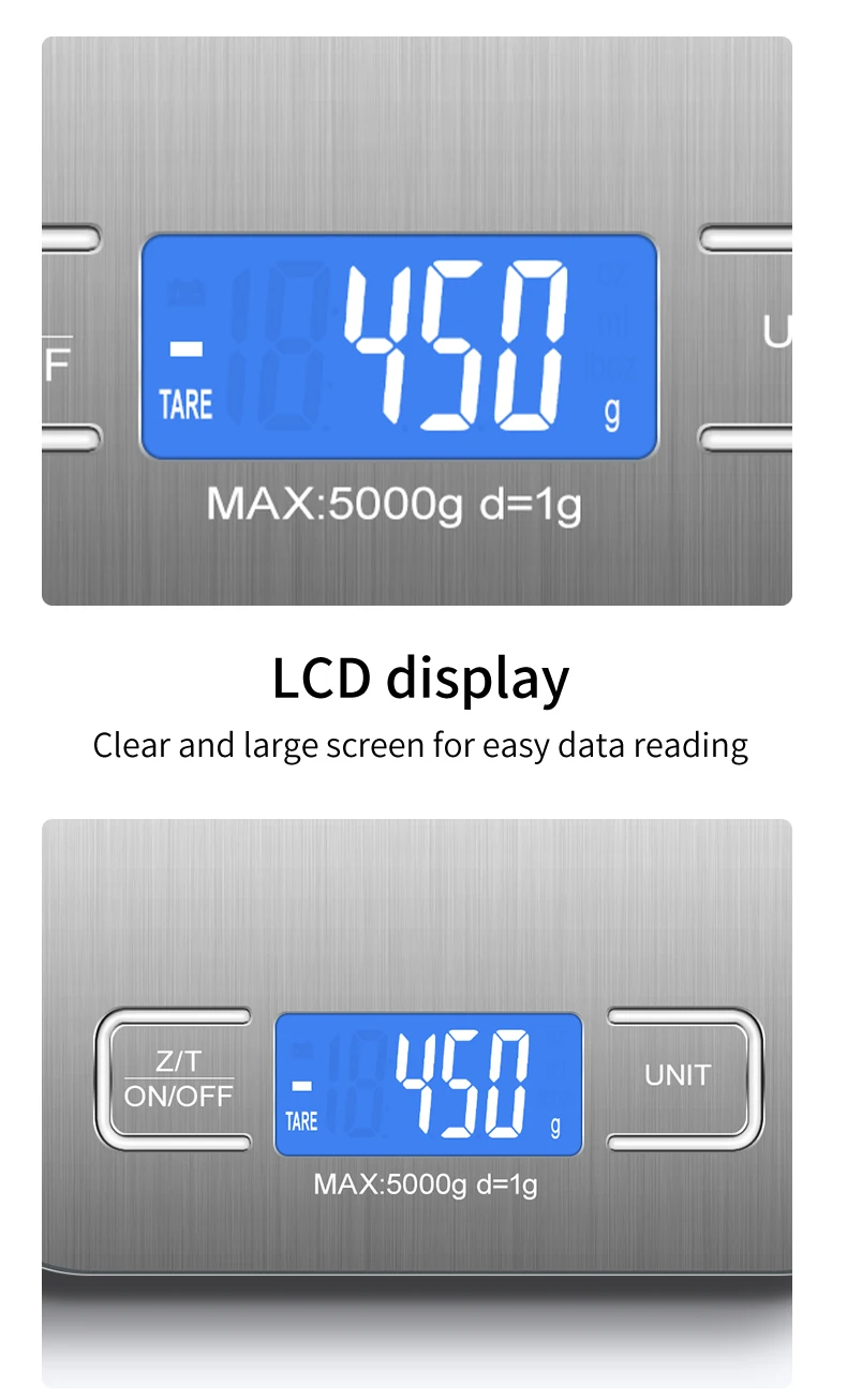 Maximum weighing 5kg stainless steel digital scale kitchen food scale