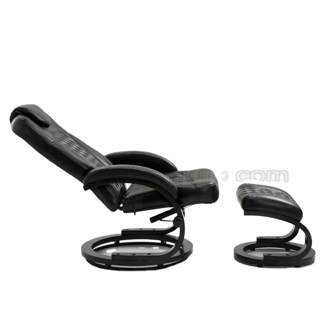 Verified Supplier Trend  Luxury Black Multi-position Leather  Swivel Reclining Recliner Chair with Footrest Ottoman