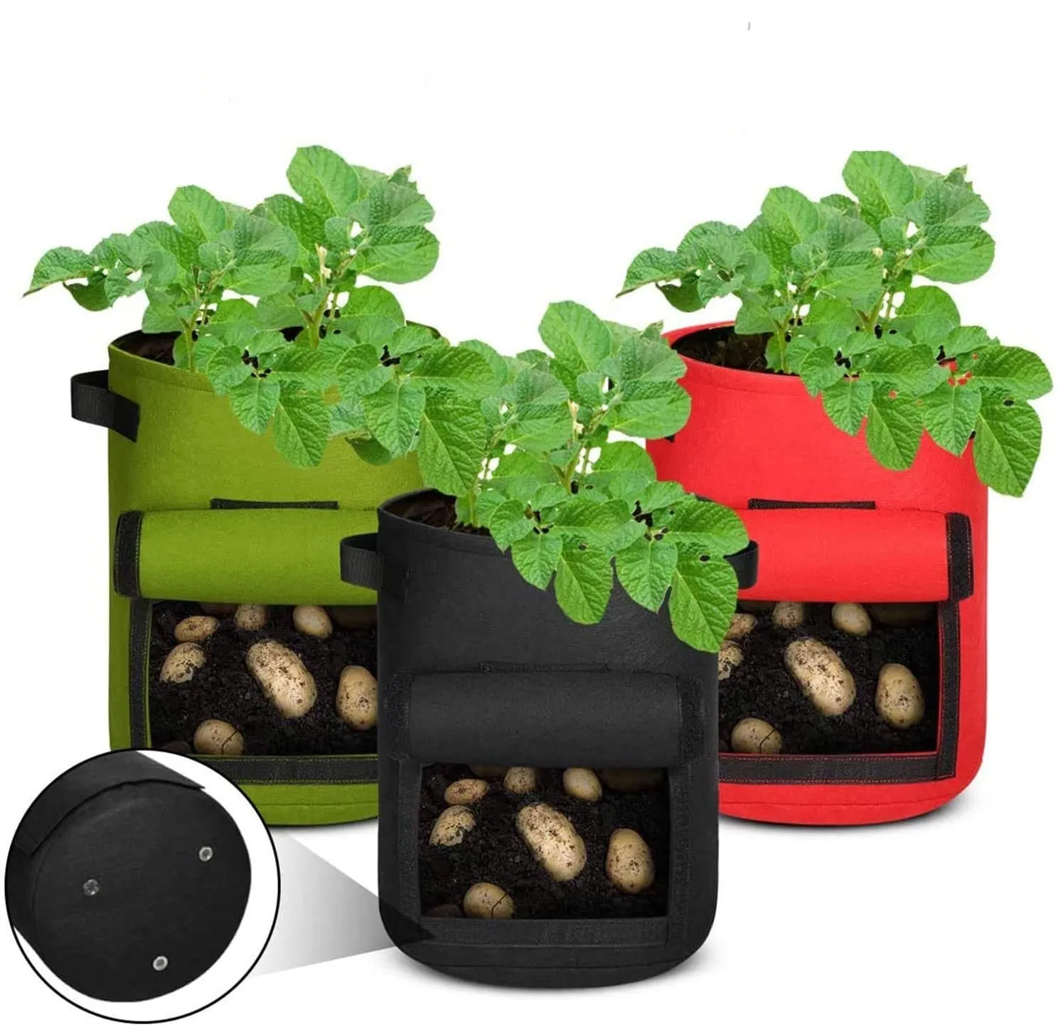 3 пакета 7 галлонов мешки для выращивания картофеля, дышащая Нетканая ткань, цветочные мешки для выращивания овощей, ткань для аэрации контейнеров для растений