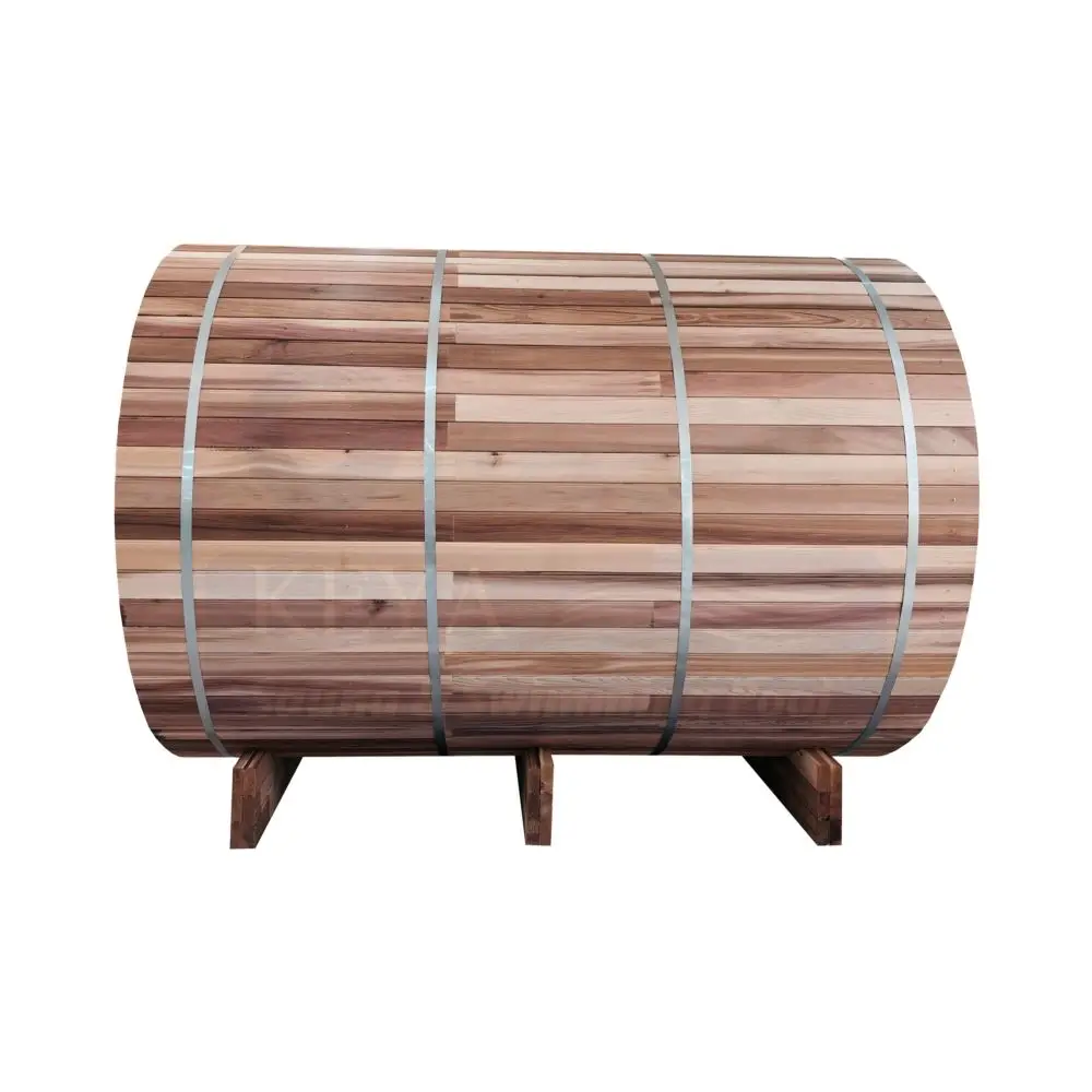 Factory Customizable Canadian Red Cedar Or Hemlock Outdoor 2 Person Room Outdoor Sauna Cedar Barrel Sauna