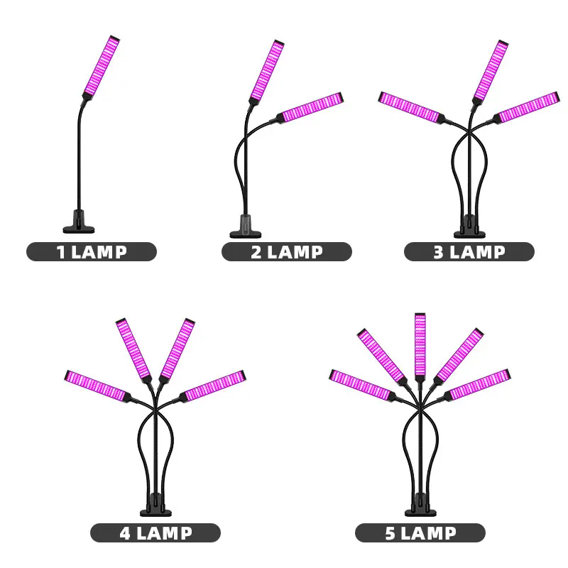 Indoor LED Growing Light Full 360 Degree 3 Modes Dimmable Flexible Spectrum Lamp Plant Red & Blue Hydroponic Grow Light
