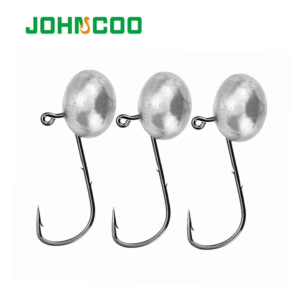 JOHNCOO 10pcs Per Bag Fish Hook  2.5g 3g 5g 7g Jig Head 2 Barbs Crappie Baby Shad Fishing Hooks Jigs