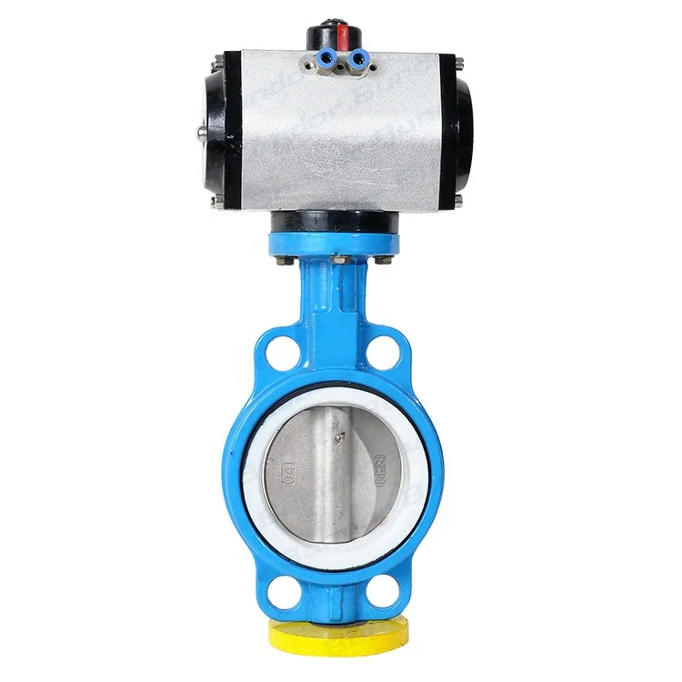 Bundor 4 Inch Pneumatic Butterfly Valve Wafer Type Butterfly Valve