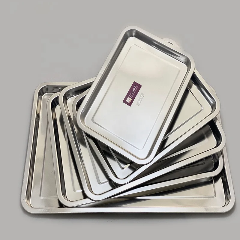 ZHONGTE Wholesale Stainless Steel Food Metal Serving Trays  With High Quality