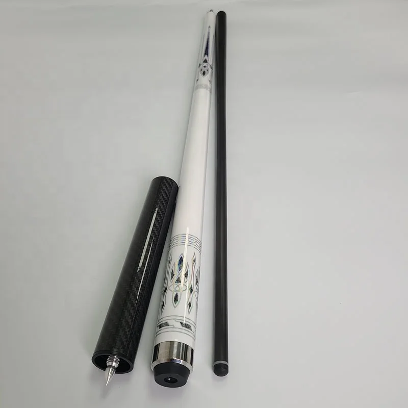 Xmlivet black/white full carbon Pool Billiard cues with extensions decal design with radial/uni-loc joint for 9 balls cue sticks