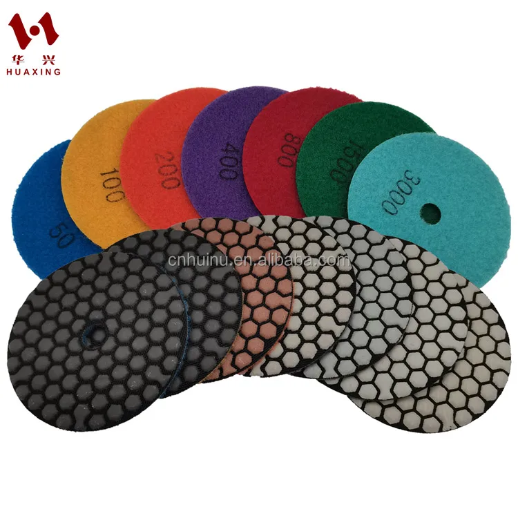4inch 100mm 7 step dry diamond flexible granite stone polishing pad