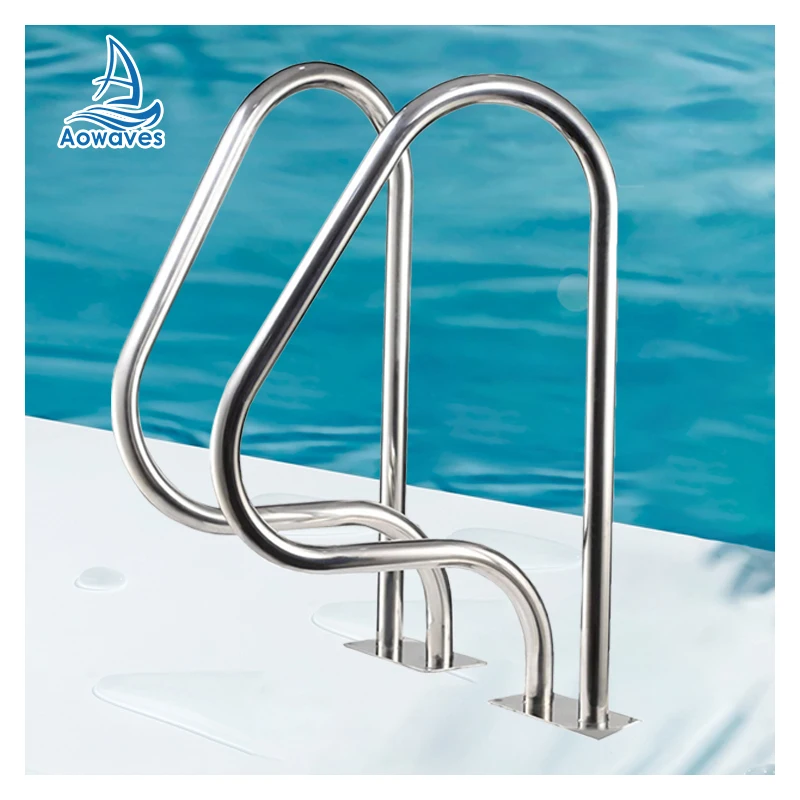 High Quality Stainless Steel Step Pool Ladder Silver Safety Pool Steps With Handrail Swimming Pool Safety Floor Handrail