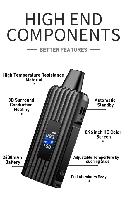 
New launched SWAP LIT 3400mAh Portable Vape Kit Device Dry Herb Flower Vaporizer 12s heating time. 