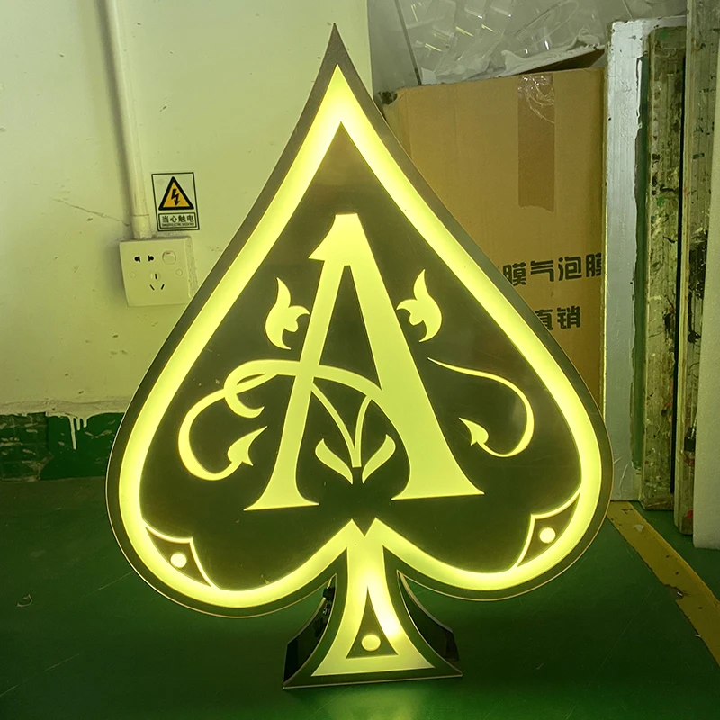 Customized Mirror Finish Ace of Spade Bottle Presenter Glorifier Display VIP Service Tray for Night Club