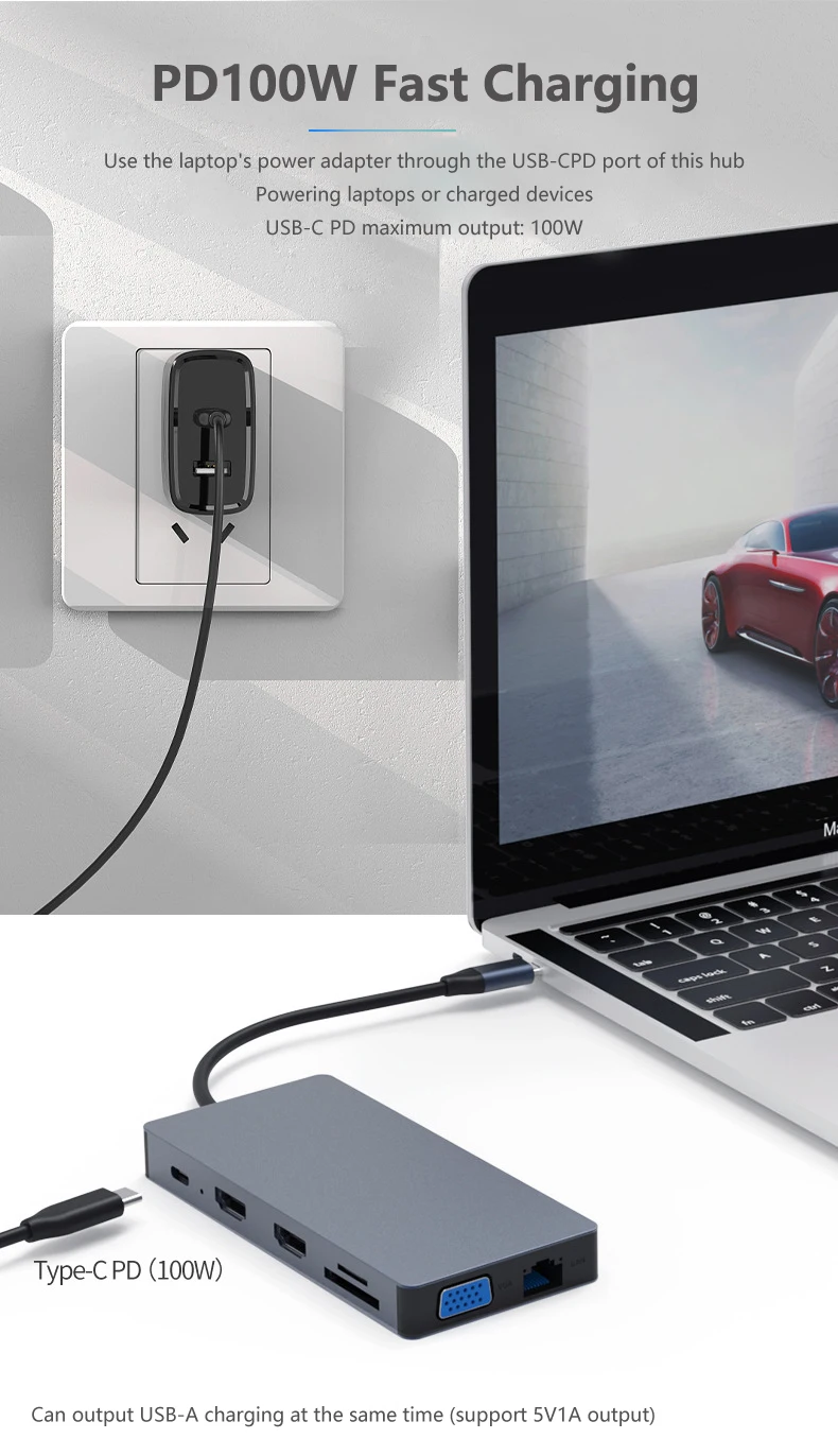 Лидер продаж USB-концентратор оптовая продажа высокоскоростная алюминиевая док-станция USB 3 0 с 12 портами типа C адаптер для